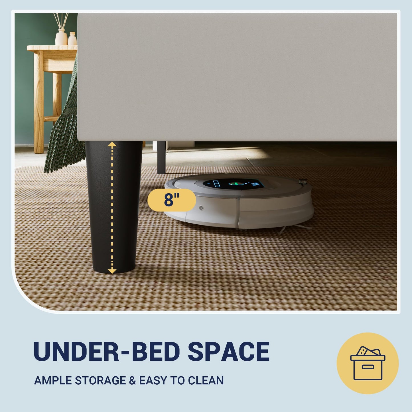 Allewie King Size Velvet Platform Bed Frame with Vertical Tufted Wingback Headboard, Easy Assembly, Under Bed Storage, No Box Spring Required, Modern Style, White