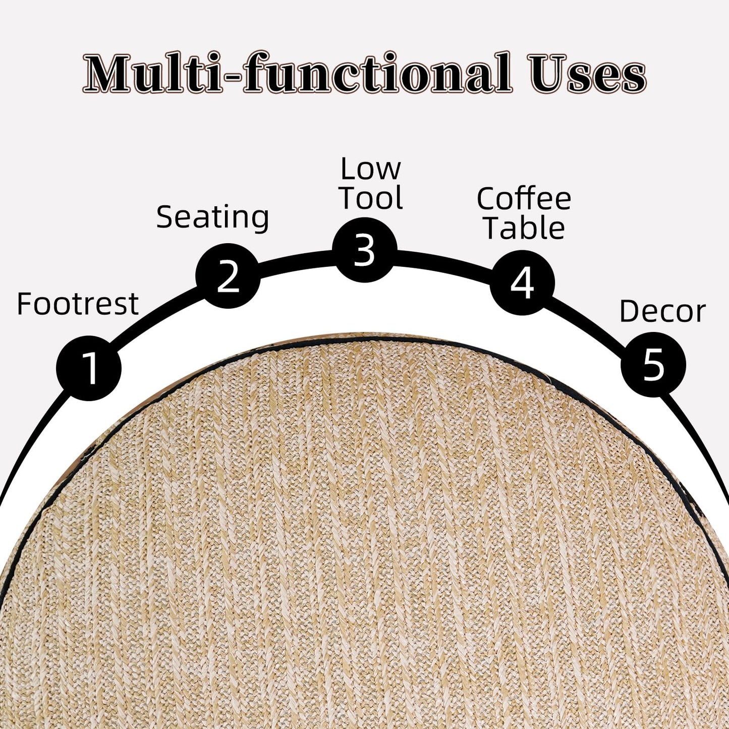 Artbloss Unstuffed Pouf Cover Ottoman Footrest Boho Foot Stool Floor Bean Bag Floor Chair Storage for Living Room Bedroom Home Decor (Boho Triangles, 20 x 12 Inches Round)