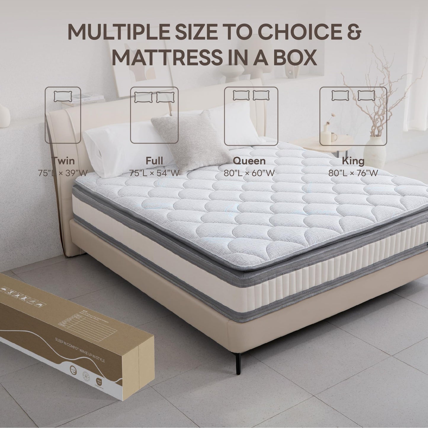 LIKIMIO Twin Mattress, 12 Inch Gel Memory Foam Mattress Zoned Pressure Relief with Medium Firm, Bed in a Box Individual Pocket Springs for Motion Isolation, SG Made, CertiPUR-US Certified