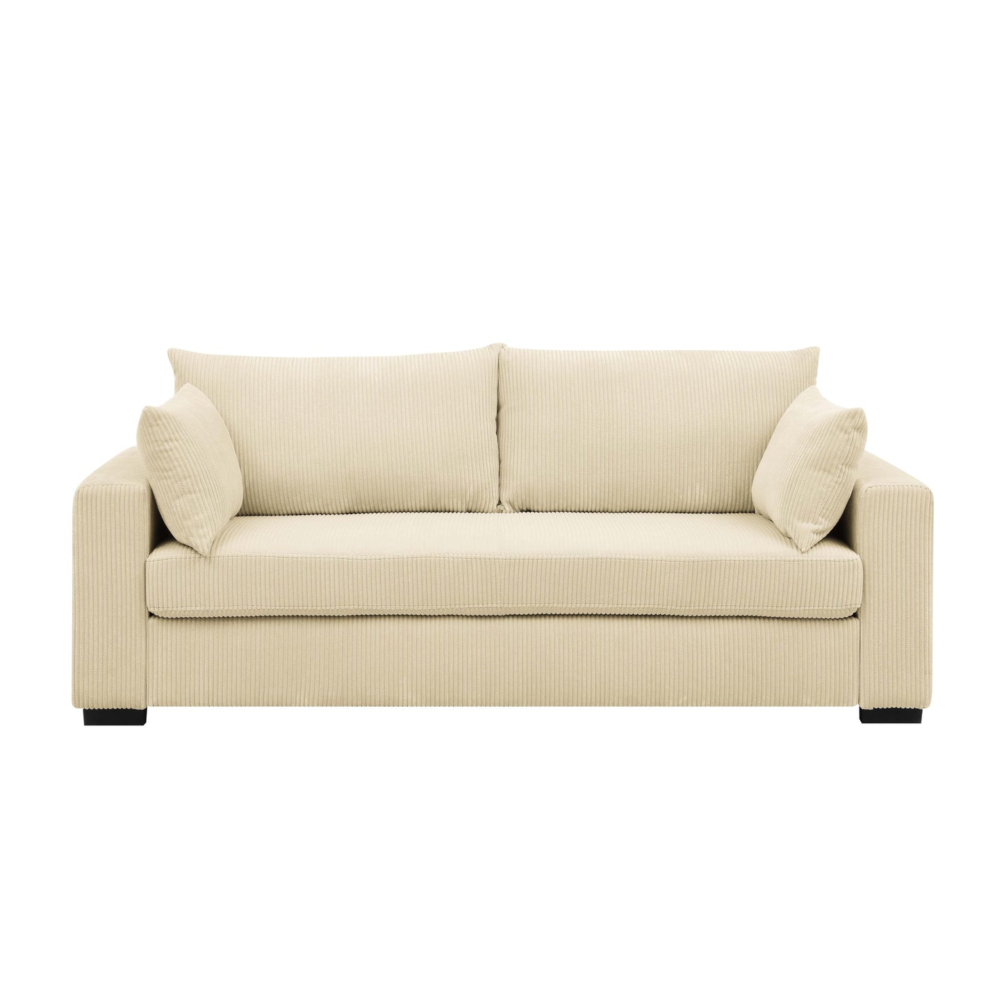 MYEYPEL Corduroy 2 Seat Sofa with 2 Pillow,79" Comfortable Straight-Row Sofa,Modern Minimalist Style Couch,Upholstered Loveseat Couch for Apartment,Living Room,Office,Cream
