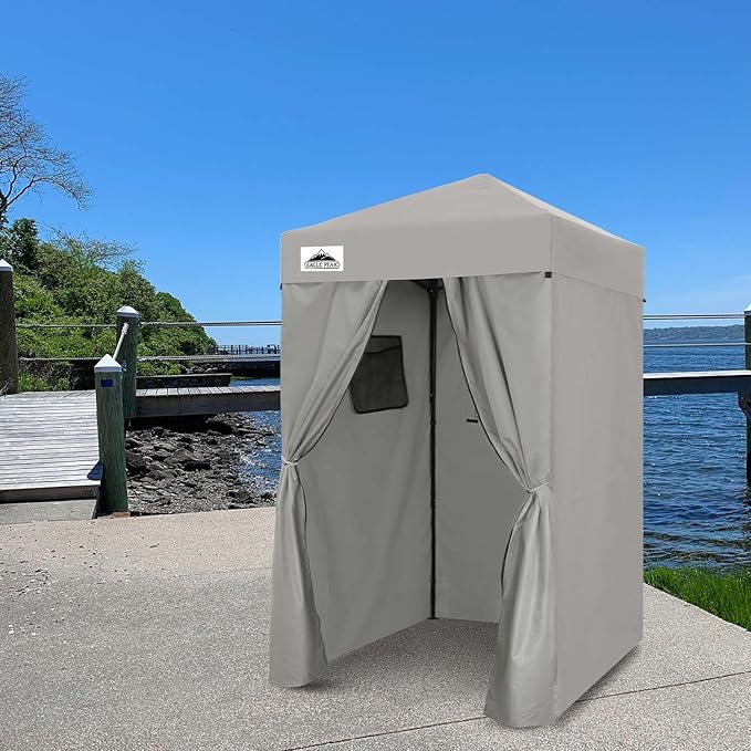 EAGLE PEAK Flex Ultra Compact 4x4 Pop-up Canopy, Sun Shelter, Changing Room, Portable Privacy Canopy Cabana for Pool, Fashion Photoshoots, or Camping, 4x4 ft, Gray