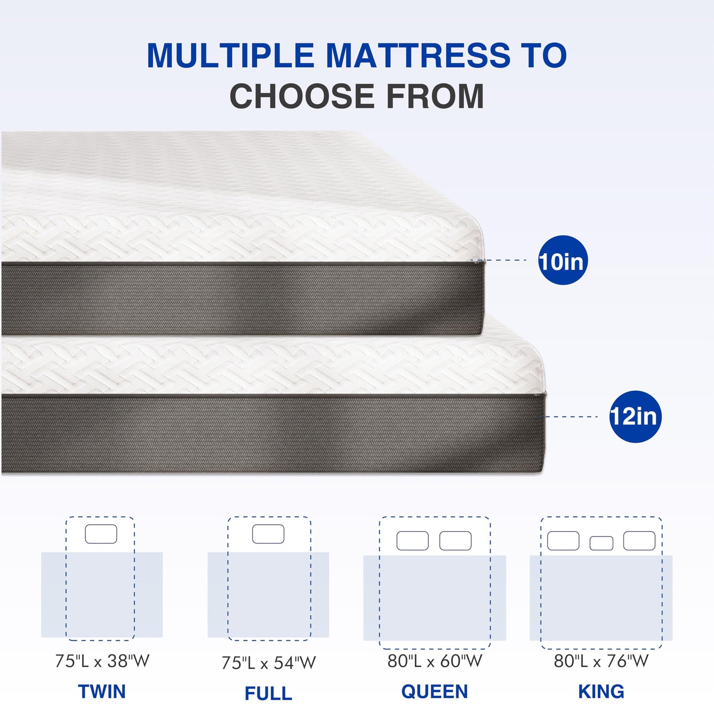 Gelsea 12 Inch Queen Green Tea Memory Foam Mattress for Cool Sleep & Pressure Relief, Bed in a Box, Removable Cover No Fiberglass, CertiPUR-US Certified