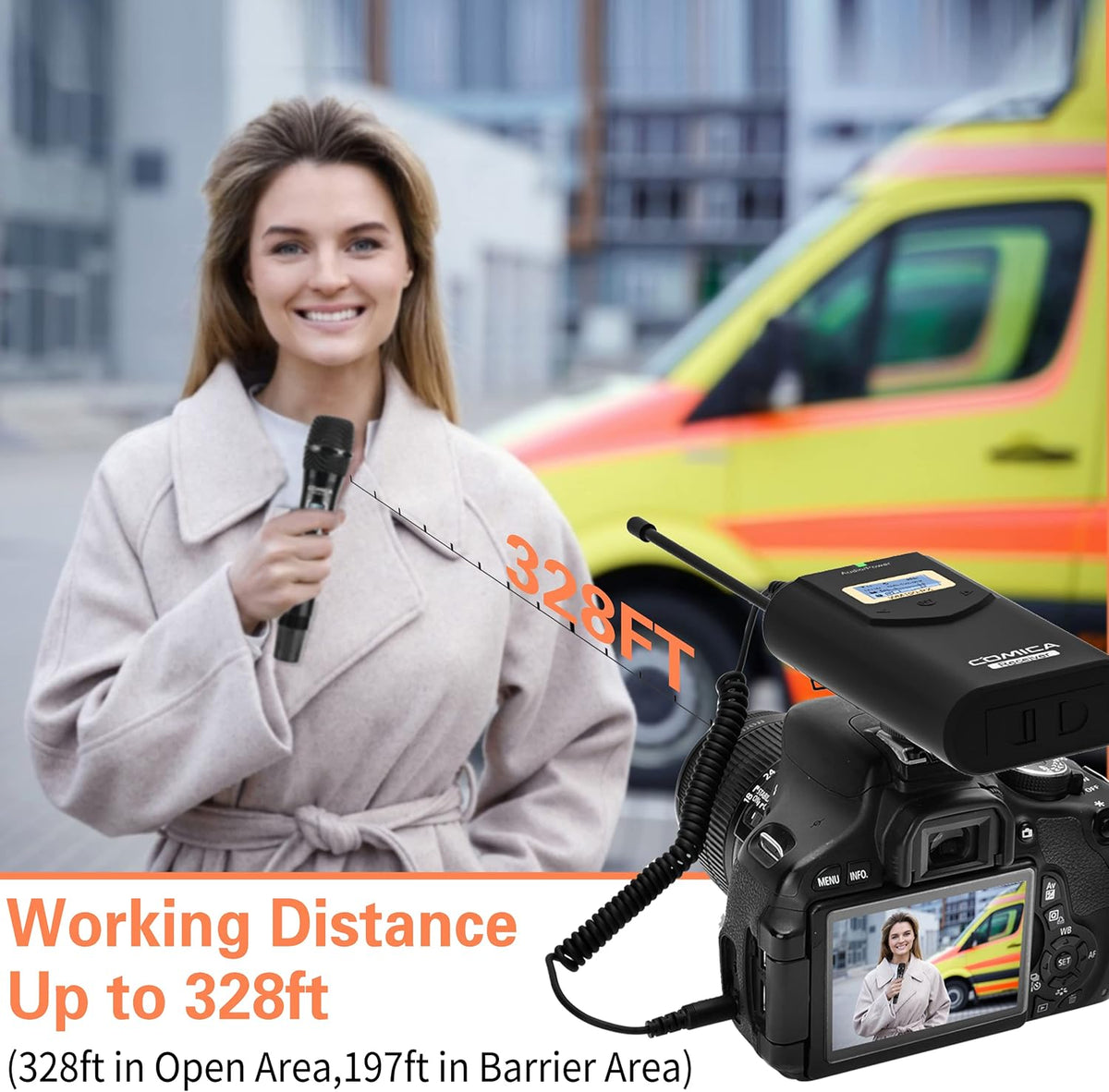 COMICA CVM-WM100H UHF Wireless Handheld Microphone for Camera, Camcorder