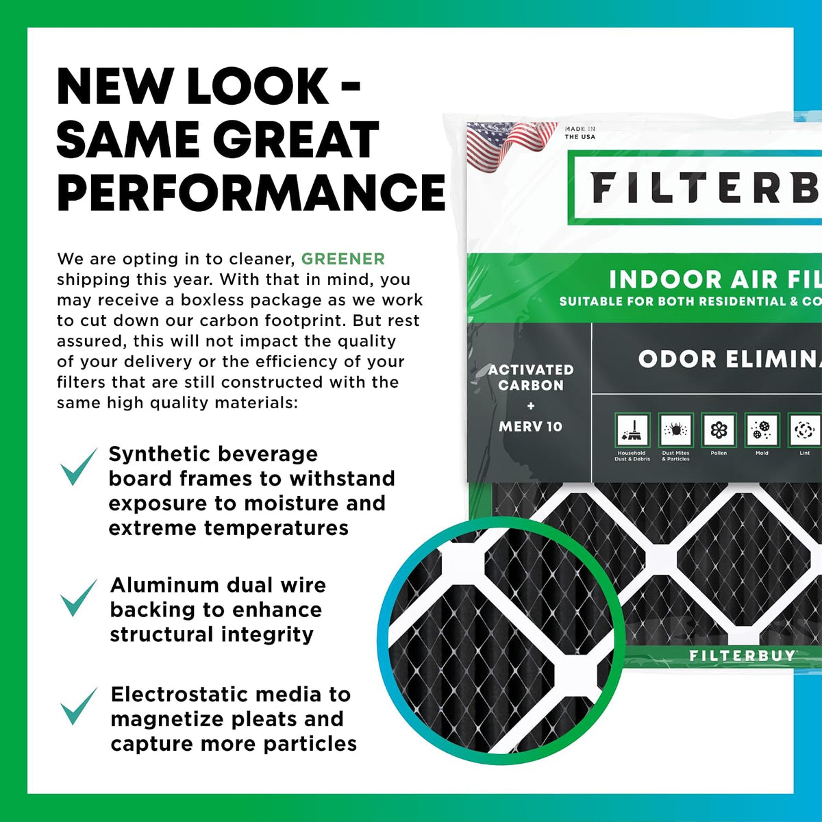 Filterbuy 22x24x1 Air Filter MERV 10 Odor & Allergy Defense (5-Pack)