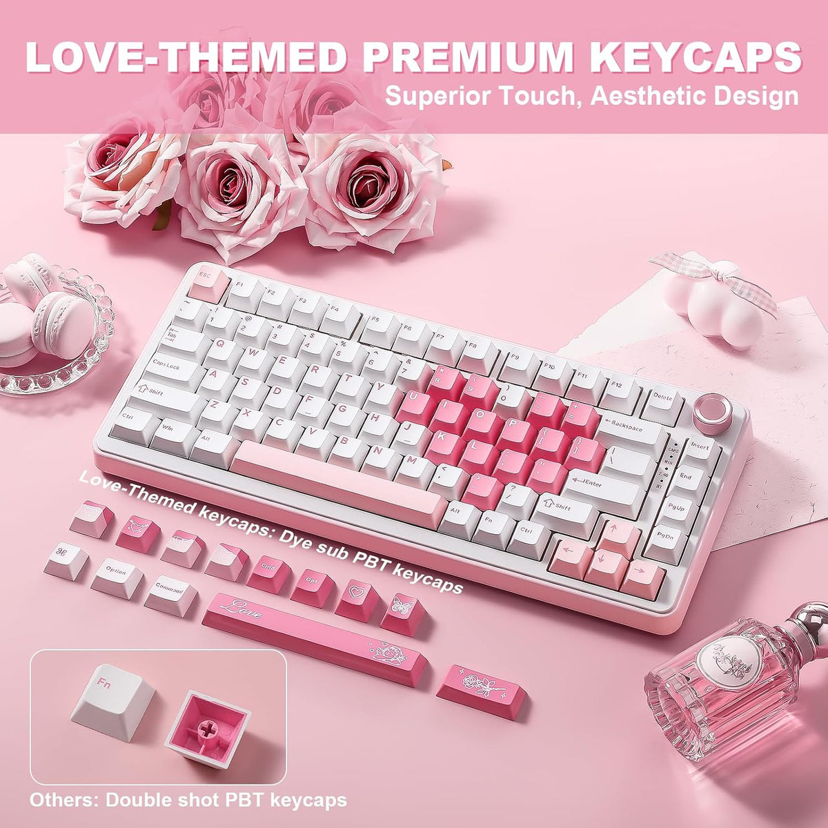 YUNZII B75 PRO 75% Wireless Mechanical Keyboard (White Heart,Cocoa V2)