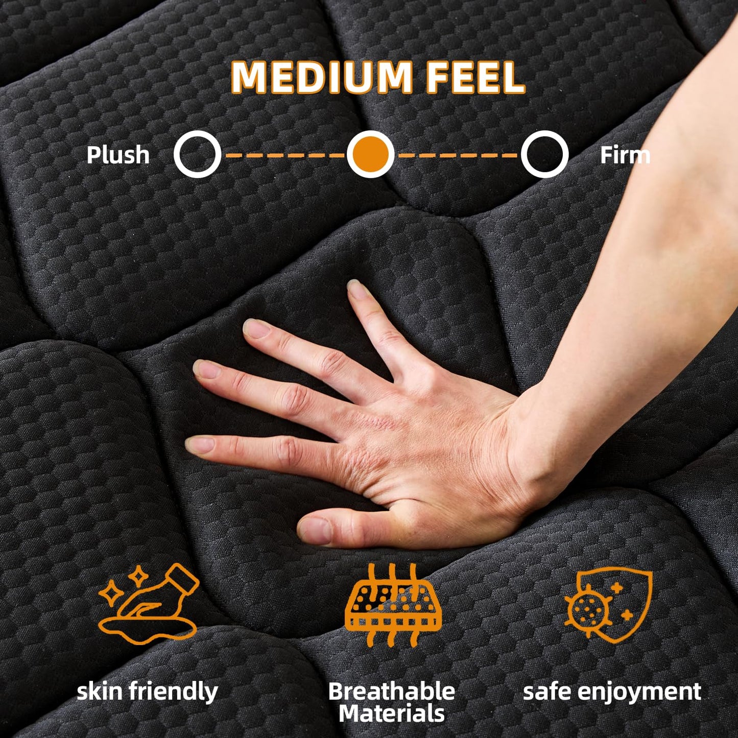 Nocavellis Queen Mattress 12 Inch, Queen Size Mattresses in a Box, Cooling Gel Memory Foam, Pressure Relief, Breathable Comfort Soft Bed Hybrid Mattress, Medium Firm Feel