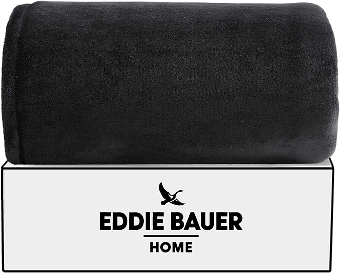 Eddie Bauer - Full/Queen Blanket, Ultra Soft & Warm Plush Bedding, Bedding Set for The Colder Seasons (Black, Full/Queen)