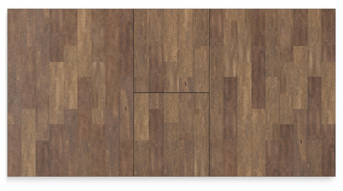 Signature Design by Ashley Wildenauer Farmhouse Dining Extension Table with Self-Storing Butterfly Leaf for 6-8 People, Black & Dark Brown