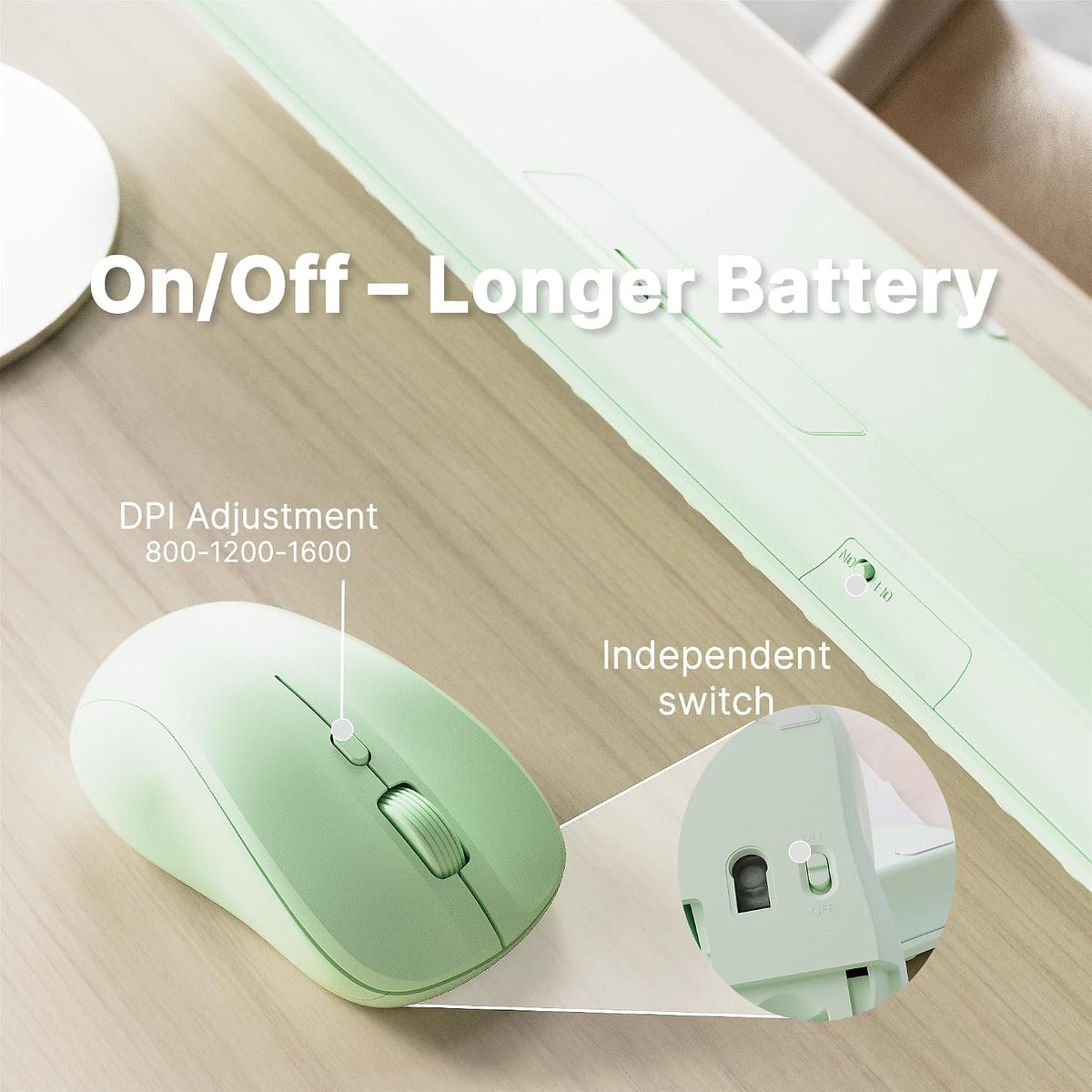 Retro Wireless Keyboard and Mouse Combo Green