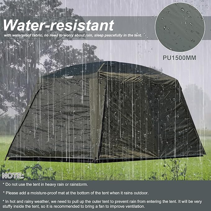 Vidalido 4-6 Person Camping Tent with 3 Door 2 Room Large Family Cabin Tents, Double Layer Waterproof Portable Glamping Tent, Big Tents for Outdoor Camping Hiking and Backpacking