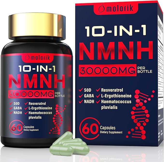 NMNH (Dihydronicotinamide Mononucleotide), 1000mg Per Serving NAD High Purity Supplement Alternative, Capsules Gluten Free, Non-GMO, for Anti-Aging, Energy, Focus - 066