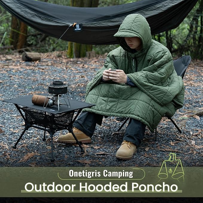 OneTigris Camping Blanket Honcho Poncho with 3M Thinsulate Insulation,2 Pack Thermarest Honcho Poncho Wearable Sleeping Bag Poncho for Camping Ultralight Water-Resisitant Warm Wearable Blanket