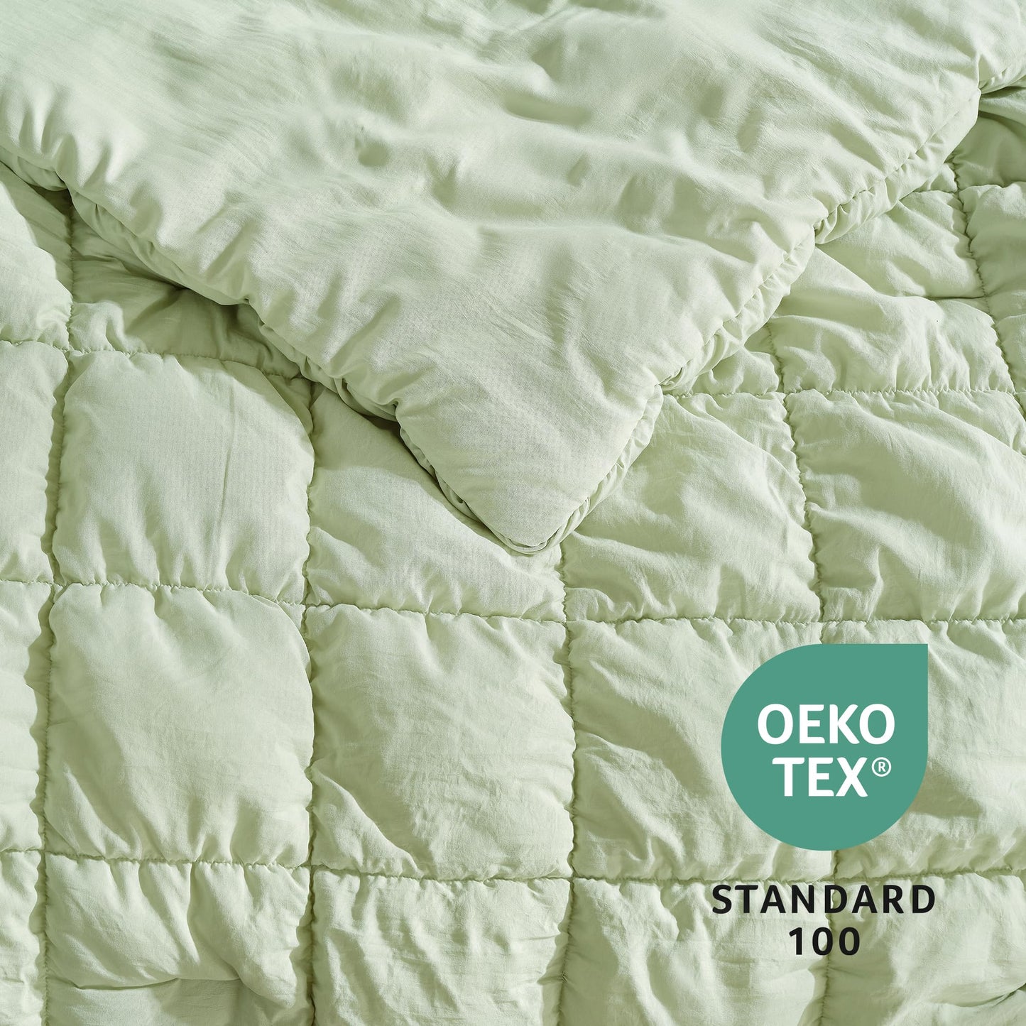 Amélie Home Sage Green Comforter Set Queen, Bubble Lightweight Bed Set Queen Size for All Seasons, 3 Pieces, Bedding Set with Comforters and Pillow Cases