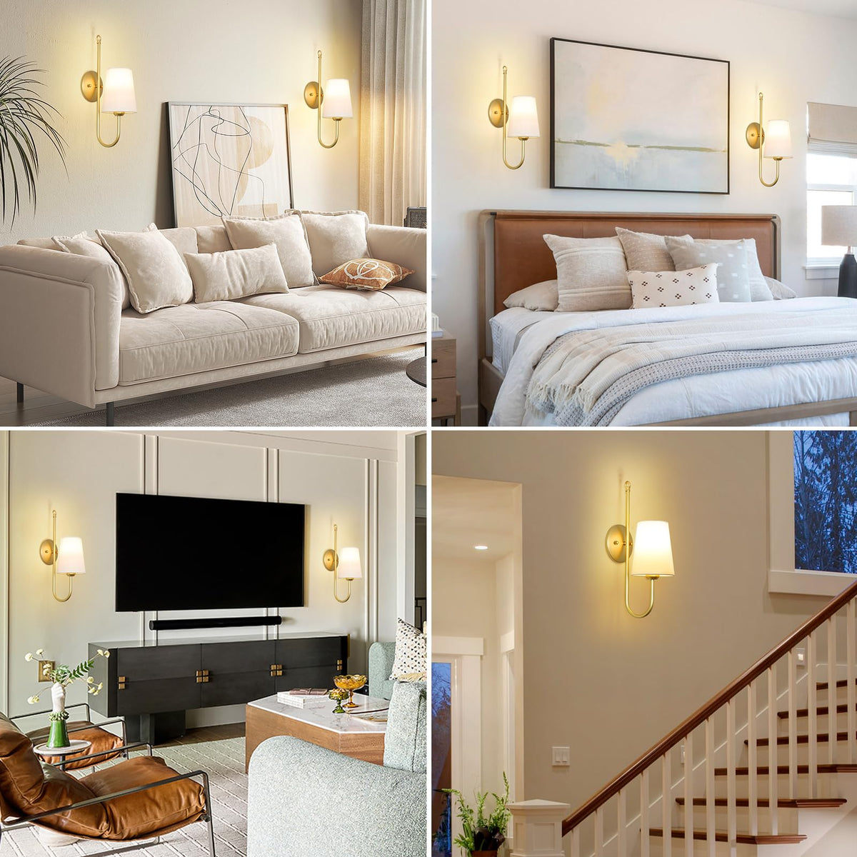 Battery Operated Wall Sconces Set of Two, Wireless Rechargeable Wall Lights with Remotes and RGB Bulbs, Gold Sconces Wall Decor Set of 2, Battery Powered Wall Sconce, Wall Lamp for Bedroom Living Room