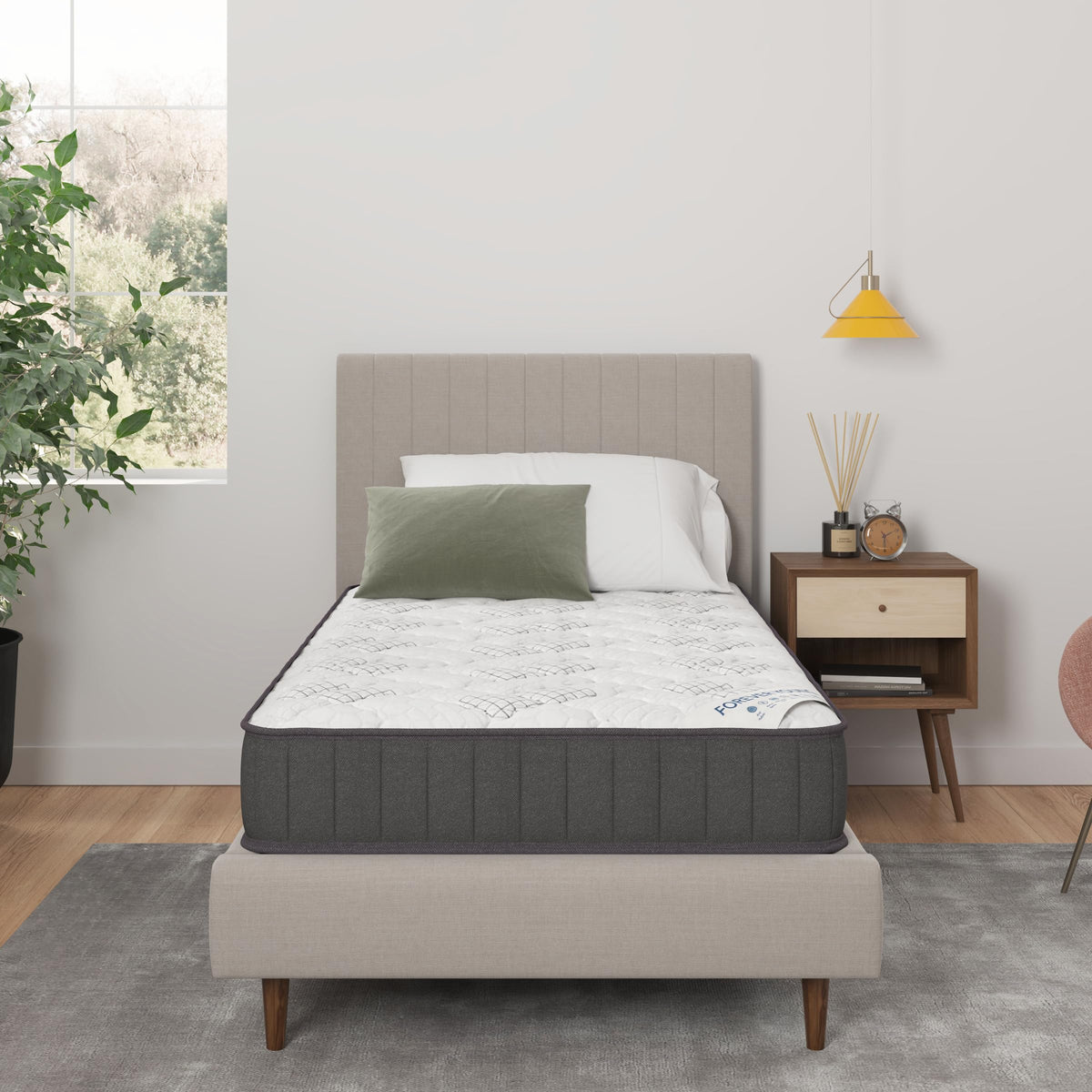 Ottomanson Twin 9" Hybrid Mattress - Medium-Firm Support - Made in USA - Individually Pocketed Coils & CertiPUR-US Foam - Fiberglass-Free - Bed in a Box