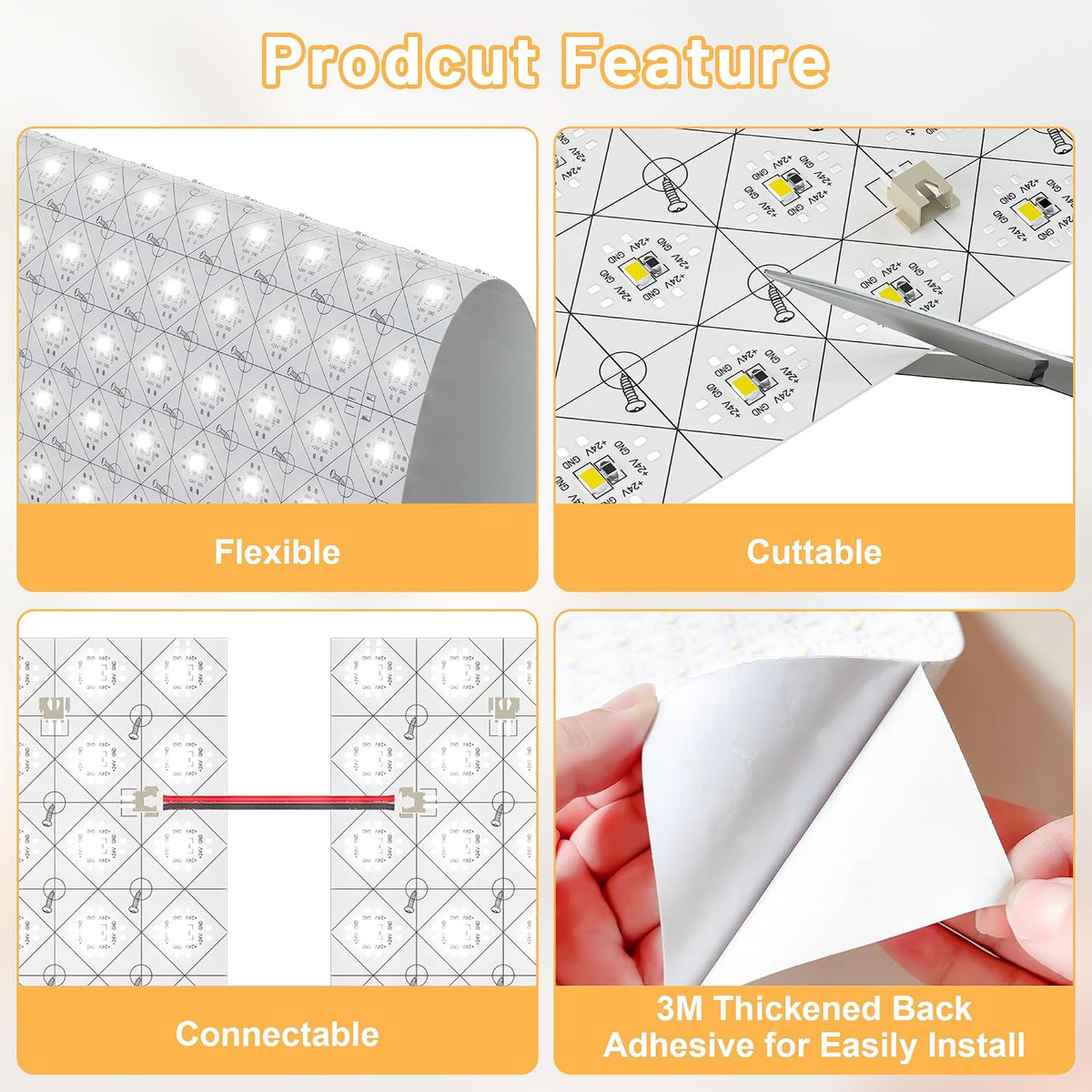 12 Pack LED Backlight Sheet, 24V 36W 6000K White Flexible Led Panel with Alexa & APP Remote Control Dimmable Transparent Film Screen 19.7X9.7 Inch for Translucent Stone/Marble/Onyx/Quartz Countertop