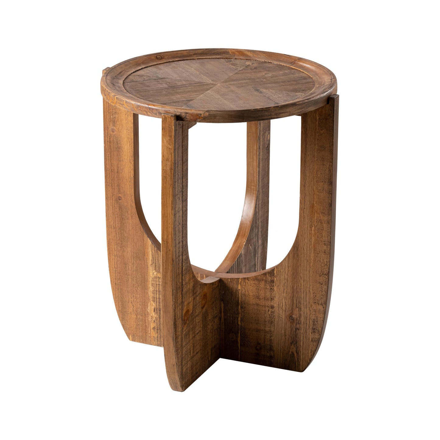 COZAYH Rustic Farmhouse End Table, French Country Accent Side Table for Family, Dinning or Living Room, Small Spaces, Modern, Round, Brown End Table