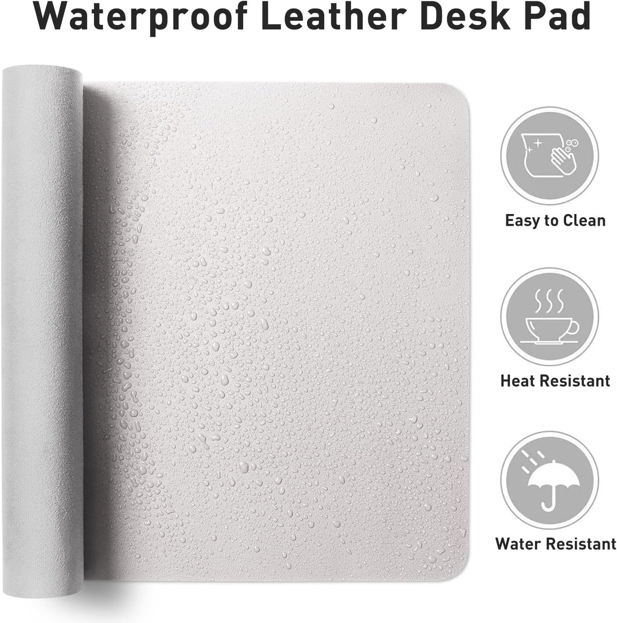 Aothia Large PU Leather Desk Pad Protector – Non-Slip Mouse Pad & Writing Mat for Office/Home, Waterproof, Easy to Clean (31.5" x 15.7", Pale Lavender White)