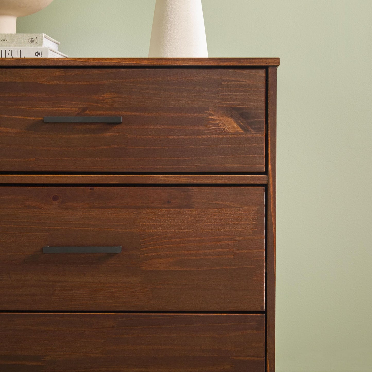 Walker Edison Sloane 6-Drawer Solid Wood Dresser with Metal Handles, 52 Inch, Walnut