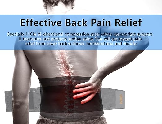 Back Brace - Breathable Waist Belt Lumbar Support for Lower Back Pain Relief, Recovery, Sciatica, Scoliosis, Herniated Disc, Lifting, With Dual Adjustable Straps for Men/Women, XXL