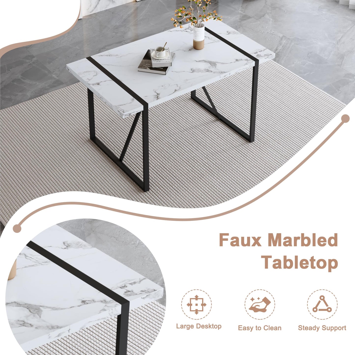 MUUOKY Dining Room Table Set for 6, Dining Table Set for 6, Dining Table for 6 with Chairs - Easy Assembly