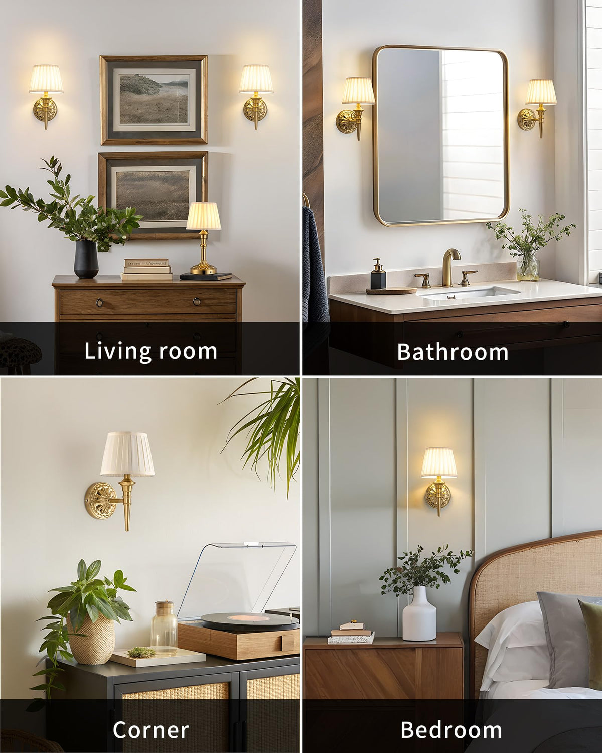 KDG Cordless Wall Sconces Set of 2, Small Wireless 5200mAh Rechargeable Battery Fabric LED Wall Lamps, Portables Lightings for Wall Painting, Living Room, Bedroom, Hallway, Gifts, Night Light (Gold)