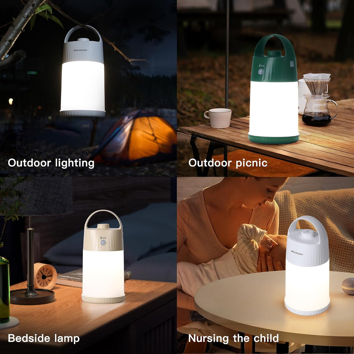 Upgraded Motion Sensor Night Light with 4 Adjustable Brightness Levels,Portable Rechargeable LED Lamp with PIR Motion Detection, 4000mAh Battery, Ideal for Bedroom, Closet, Camping (White)