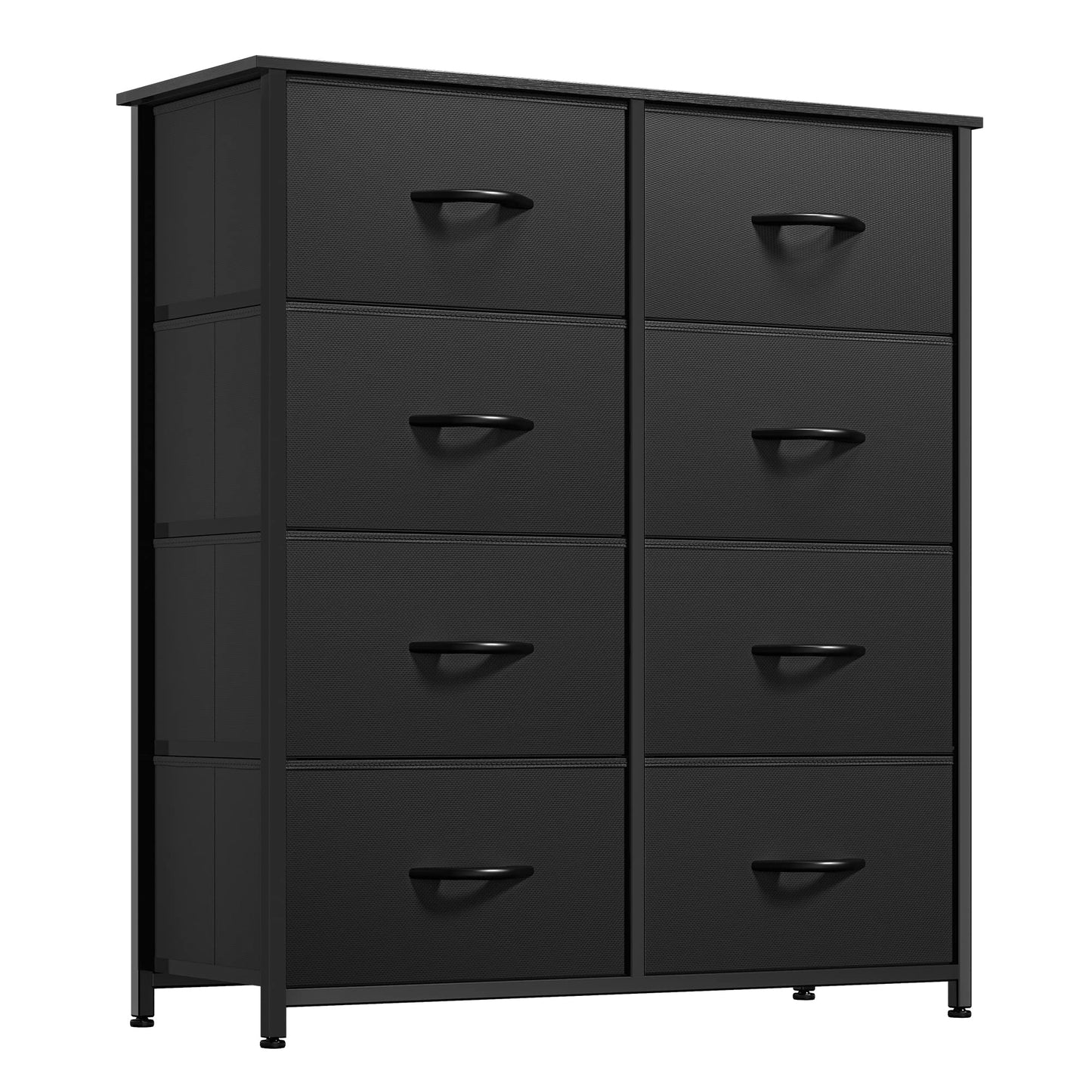 DWVO Fabric Dresser for Bedroom, Tall Storage Dresser with 8 Drawers, Black Dresser & Chest of Drawers, Storage Drawer Organizer for Closet, Bedroom, Living Room