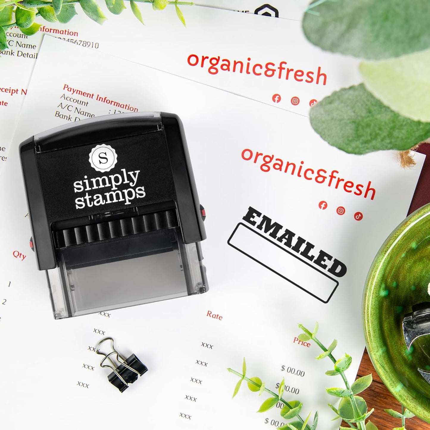 Emailed Office Stamp | 4 Different Sizes | 20 Designs | Multiple Color Options | Perfect for Quick Validation of Office Documents (Emailed, Medium)