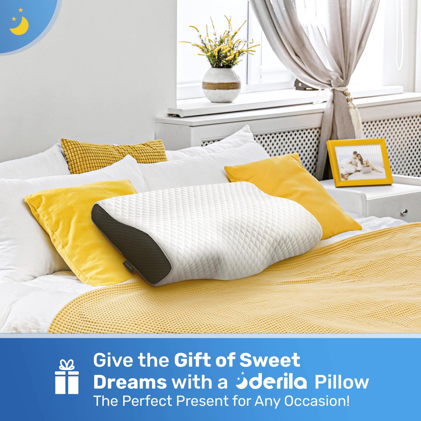 Derila King Size Neck Pillow for Sleeping, Ergonomic & Cervical Pillow for Neck Support & Relief, Memory Foam Side Sleeper Pillows, Bed Contour Pillows for Back, Stomach Sleepers