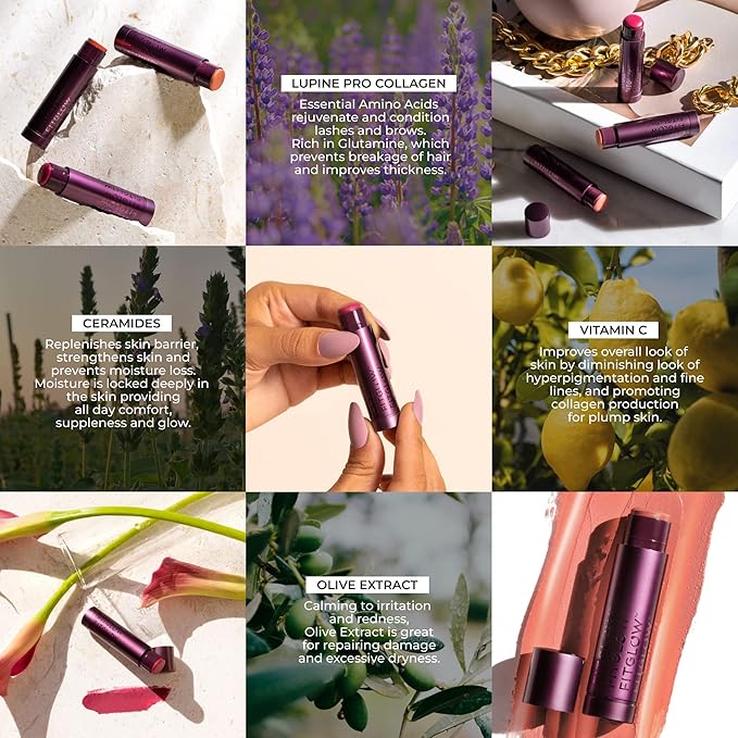 Fitglow Beauty - Cloud Collagen Lipstick Matte Balm | Vegan, Woman-Owned Clean Beauty (Alina, 0.14 oz | 4 g)