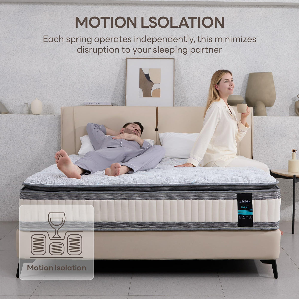 LIKIMIO Twin Mattress, 12 Inch Gel Memory Foam Mattress Zoned Pressure Relief with Medium Firm, Bed in a Box Individual Pocket Springs for Motion Isolation, SG Made, CertiPUR-US Certified