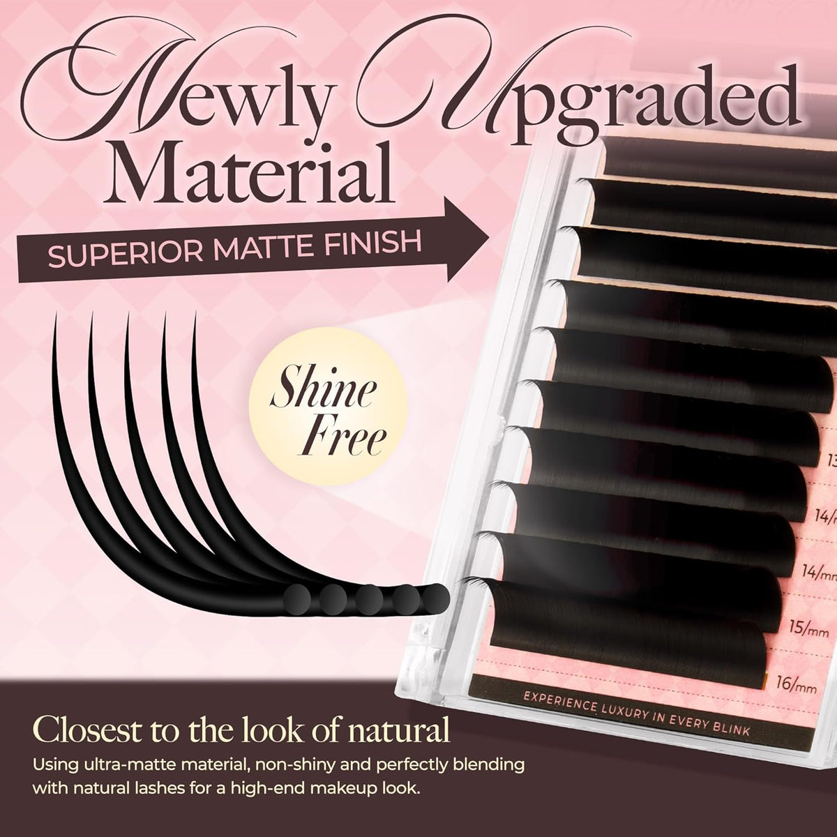 LASHVIEW Classic Lash Extensions 0.03-0.20 J/B/L/C/CC/D Curl 8-16mm Mixed & Single Length Tray, Soft Matte Dark Professional Eyelashes Extension(0.15 C 8-16mm)