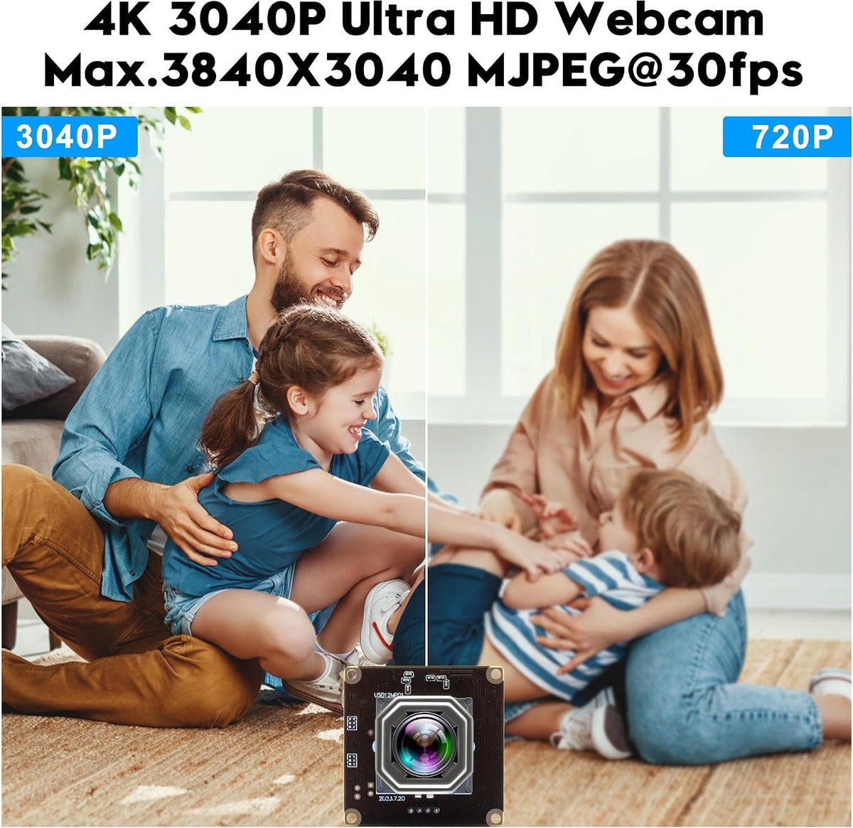 USB Camera Module 4K Autofocus Webcam 1080P@120fps High Speed Low Light 12MP Wide Angle No Distortion Lightburn PC Cam for Industrial Inspection Altimeter Microscope 3D Printer