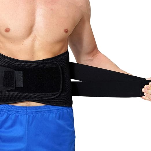 NeoTech Care Adjustable Compression Back Brace Lumbar Support Belt, Black, Size XL