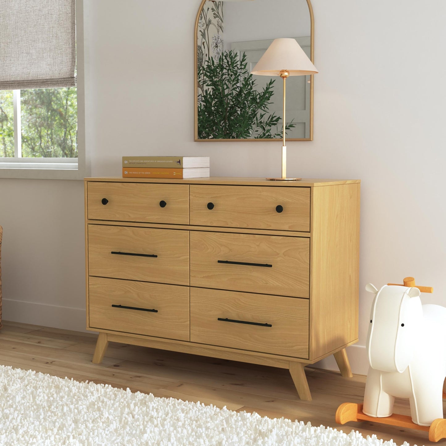 DaVinci Otto 6-Drawer Baby Dresser for Bedroom - GREENGUARD Gold Certified - Multi-Purpose Storage Double Chest of Drawers for Boys and Girls - Dresser for Kids Bedroom, Living Room, Nursery - Honey