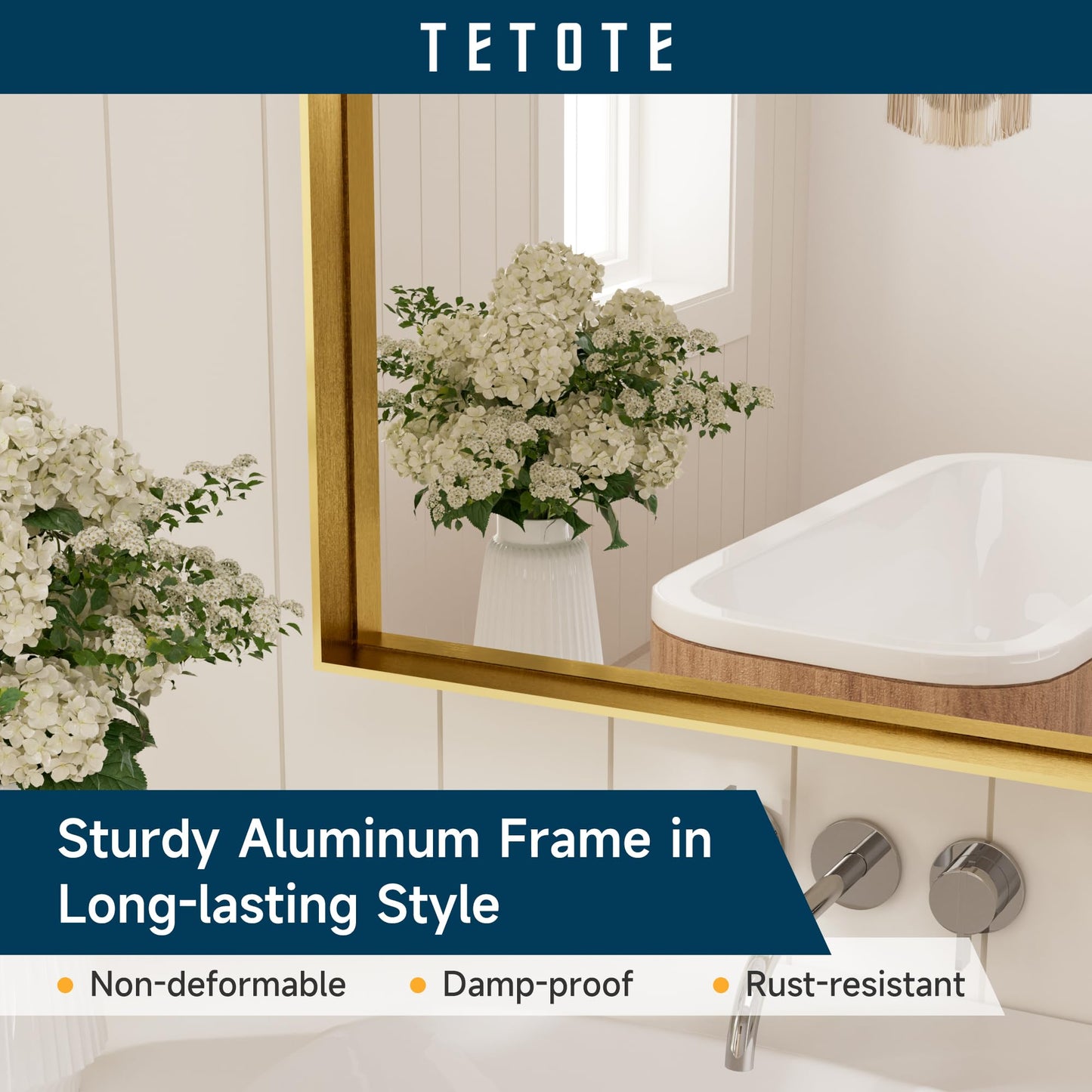 TETOTE Gold Arched Mirror for Bathroom, 24 x 36 Brushed Gold Metal Framed Arch Bathroom Mirror, Tempered Glass Decorative Rustic Wall Mirror for Fireplace, Entryway, Living Room