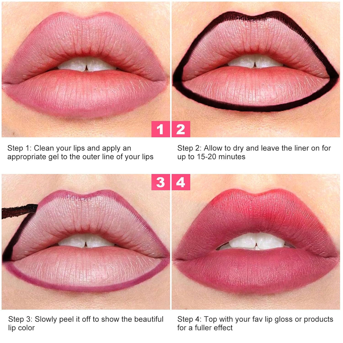 Lip Liner - Lip Stain Peel Off Moisturizing Long-Lasting & Waterproof Transfer Proof & Plumping, Non-Stick Cup Lip Liner Stain Tint For All Skin Types (Berry, 1 PCS)