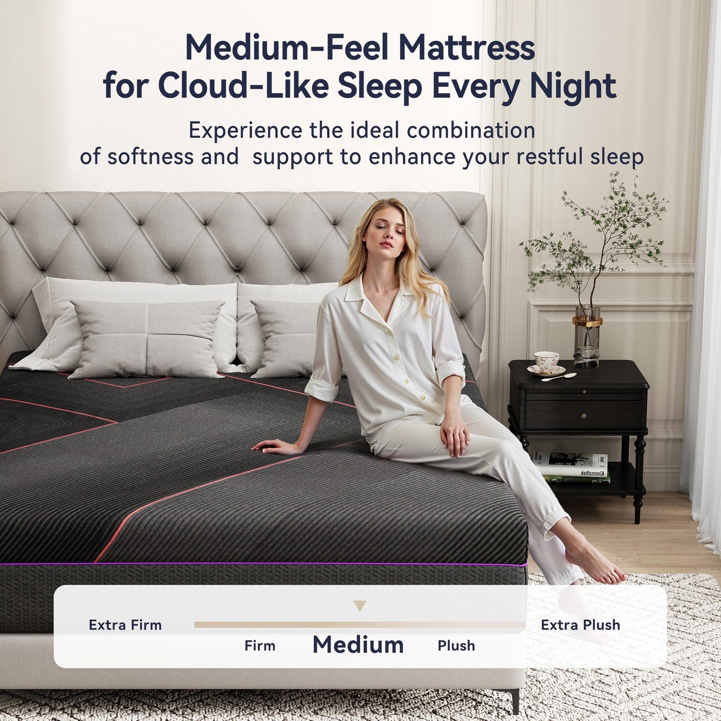 BedsPick Queen Mattress, 12 Inch Memory Foam Mattress for Pressure Relief, Medium Feel, Cooling Gel Memory Foam with Washable Cover, CertiPUR-US