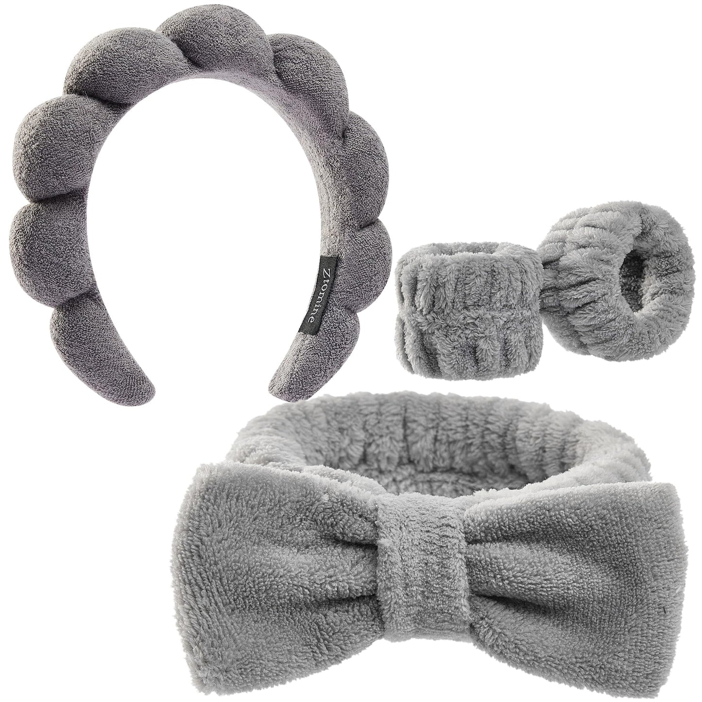 Ztomine Headbands for Women - Spa Headband and Wristband Set - Headband for Washing Face,Facial Mask,Makeup and Skin Care,Gifts for Women and Teen Girl Gifts Trendy Stuff