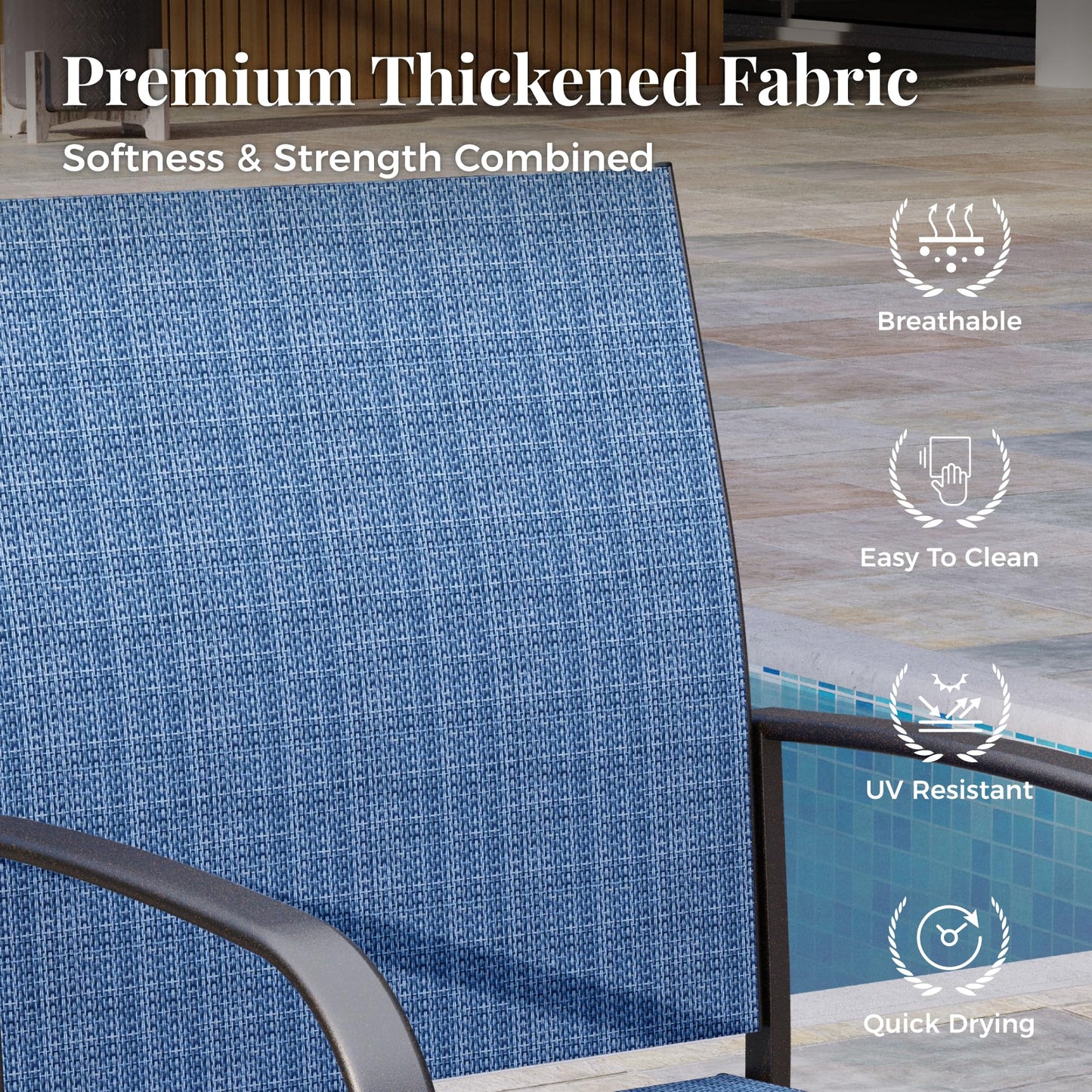 MIXPATIO 5 Pieces Patio Table and Chairs Set for 4, Outdoor Dining Furniture Set, with Blue Textilene Chairs and 37" Square Metal Umbrella Hole Table, for Deck Backyard Lawn
