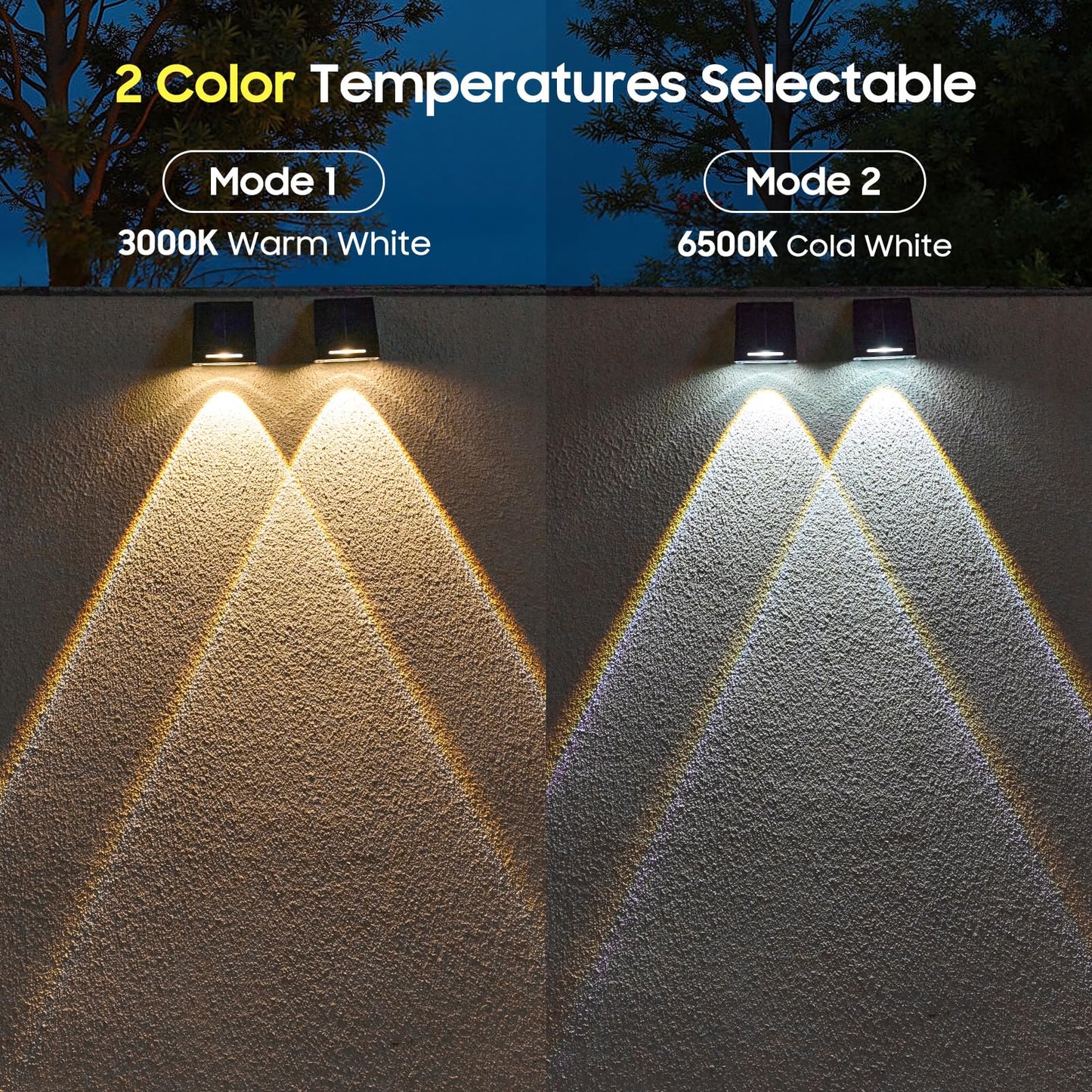 LETMY Solar Fence Lights Outdoor 12 Pack - Brighter Focused Lens, Cold White & Warm Light Fence Solar Lights Outdoor Waterproof, Auto ON/Off Deck Lighting for Wall, Patio, Backyard, Step, Railing