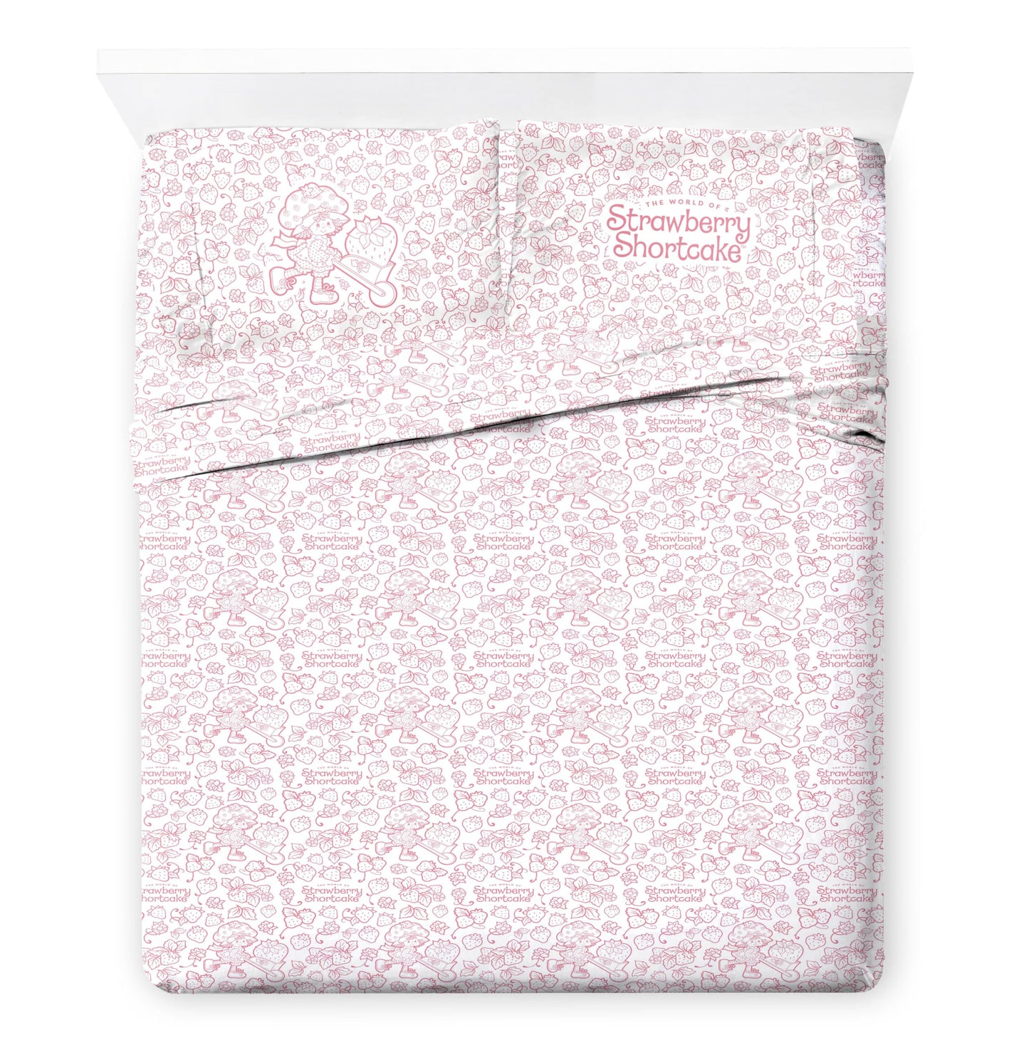 Jay Franco Kids Comforter Set Includes Sheets and Pillow Covers - Soft and Cozy Bed Set for Stylish Room Decor, Blue - Strawberry Shortcake, 7 Piece Full Size Bedding