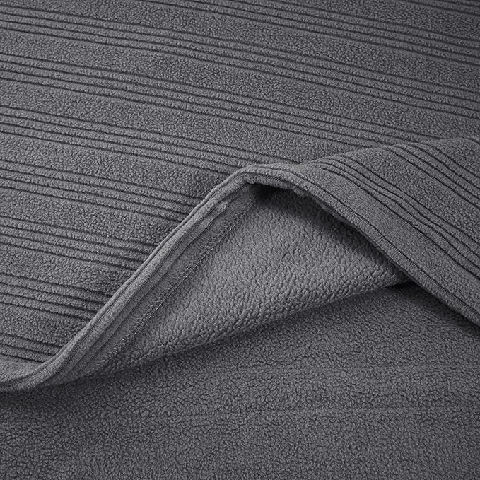 Serta Travis Fleece Ultra Soft Tri-Rib Textured Electric Blanket, Cozy and Snuggly Cover Fast Heating for Cold Weather, Auto Shut Off, Multi Heat Setting Controller, King, Charcoal