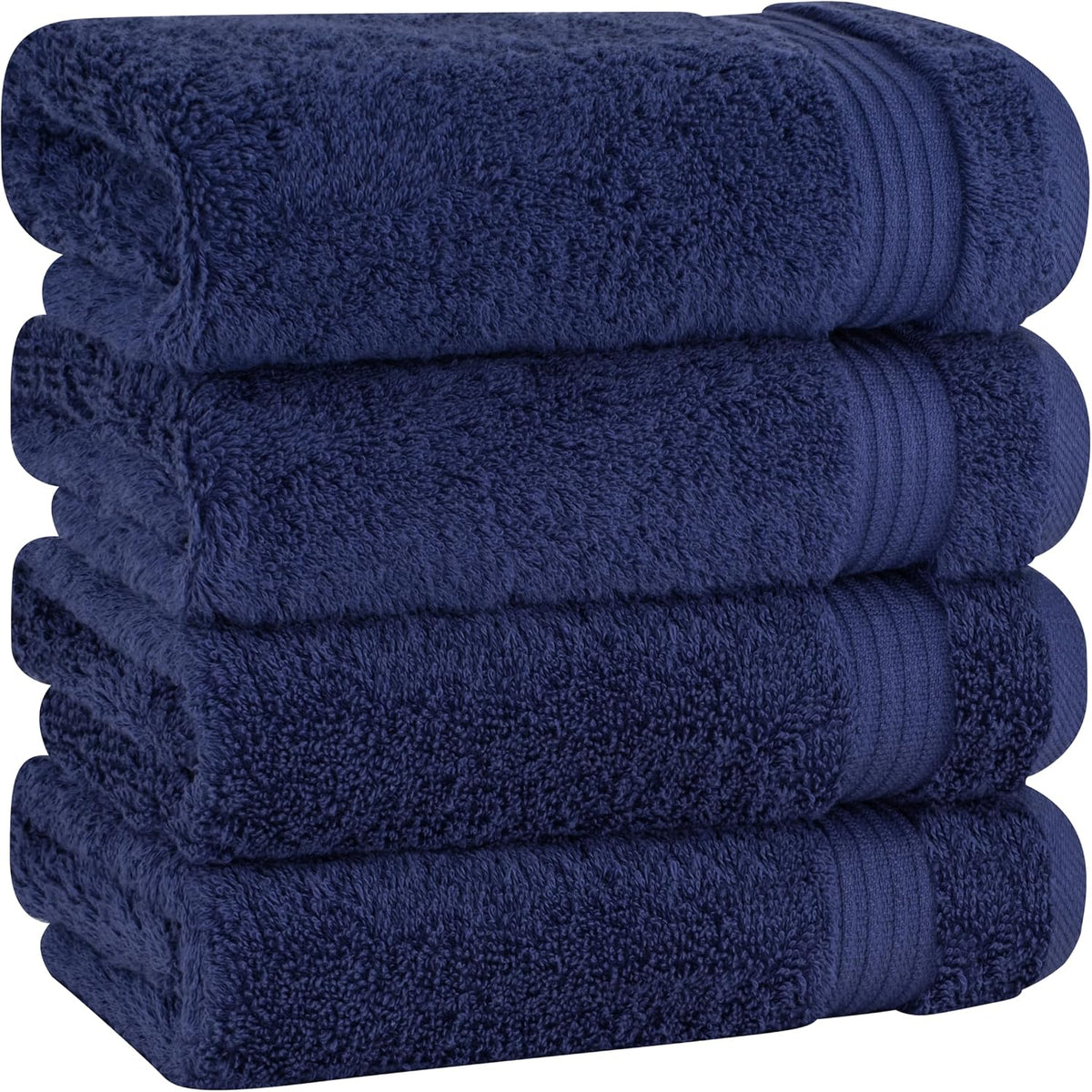 Cotton Paradise Hand Towels for Bathroom, 100% Cotton Turkish 4 Piece Hand Towel Set, Soft Absorbent Face Towels, Navy Blue Hand Towels