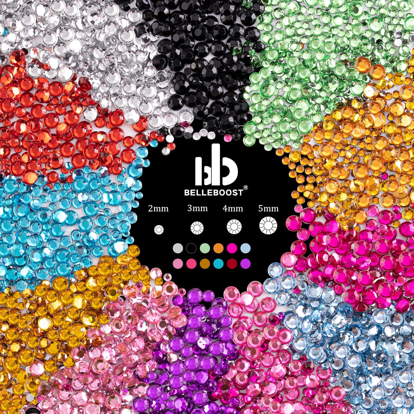 Flat Back Rhinestone+Half Round Pearl Kits Colorful Rhinestones+White&Beige Pearls with Quick Dry Makeup Glue+Picker Pencil+Tweezer for Nail Art and Face Make-up