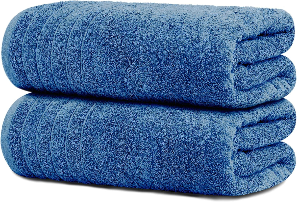 Tens Towels 2 Piece Extra Large Bath Sheets 35 x 70 Inches, Blue