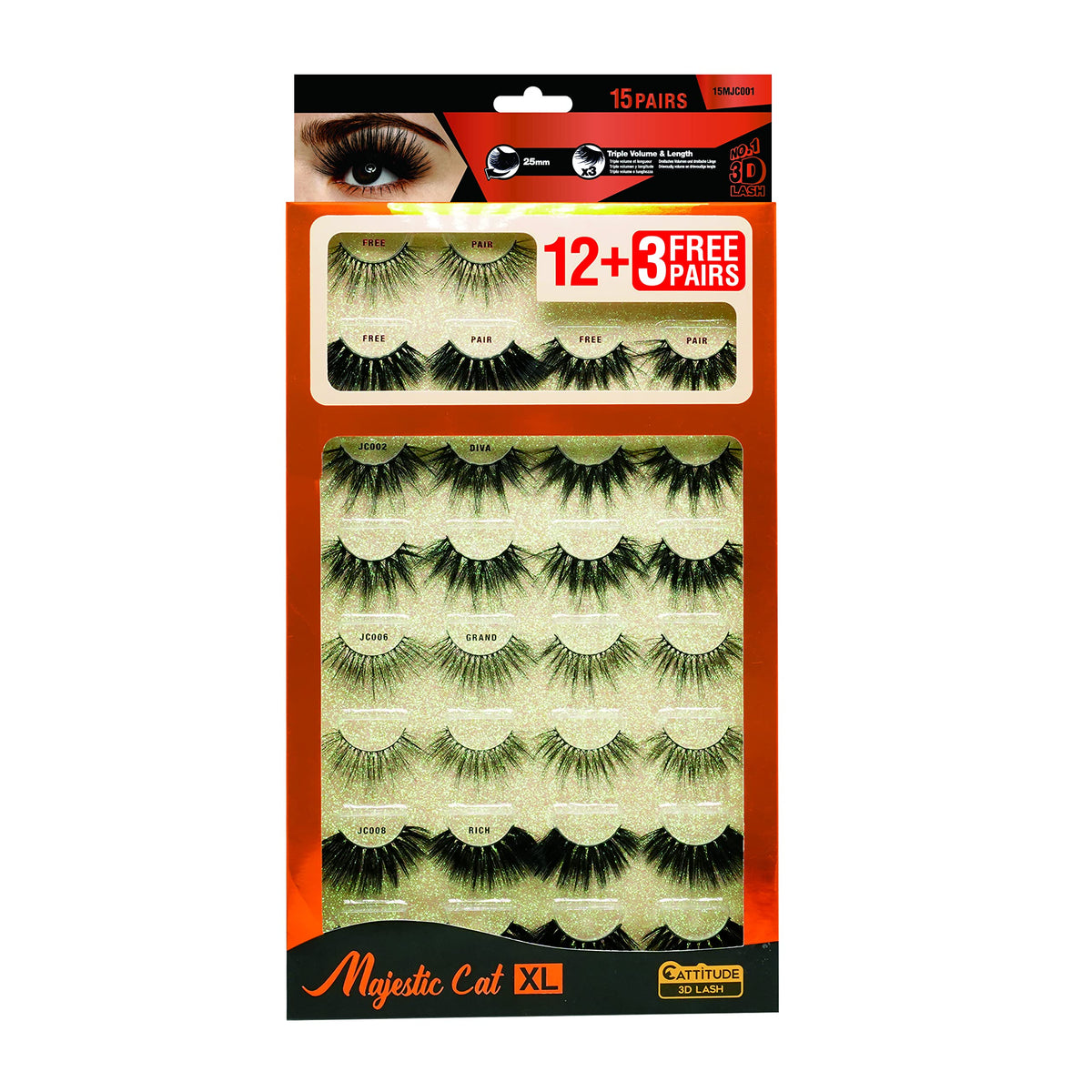 CATTITUDE 3D LASHES MEGA PACK (Majestic Cat - 15 pairs)