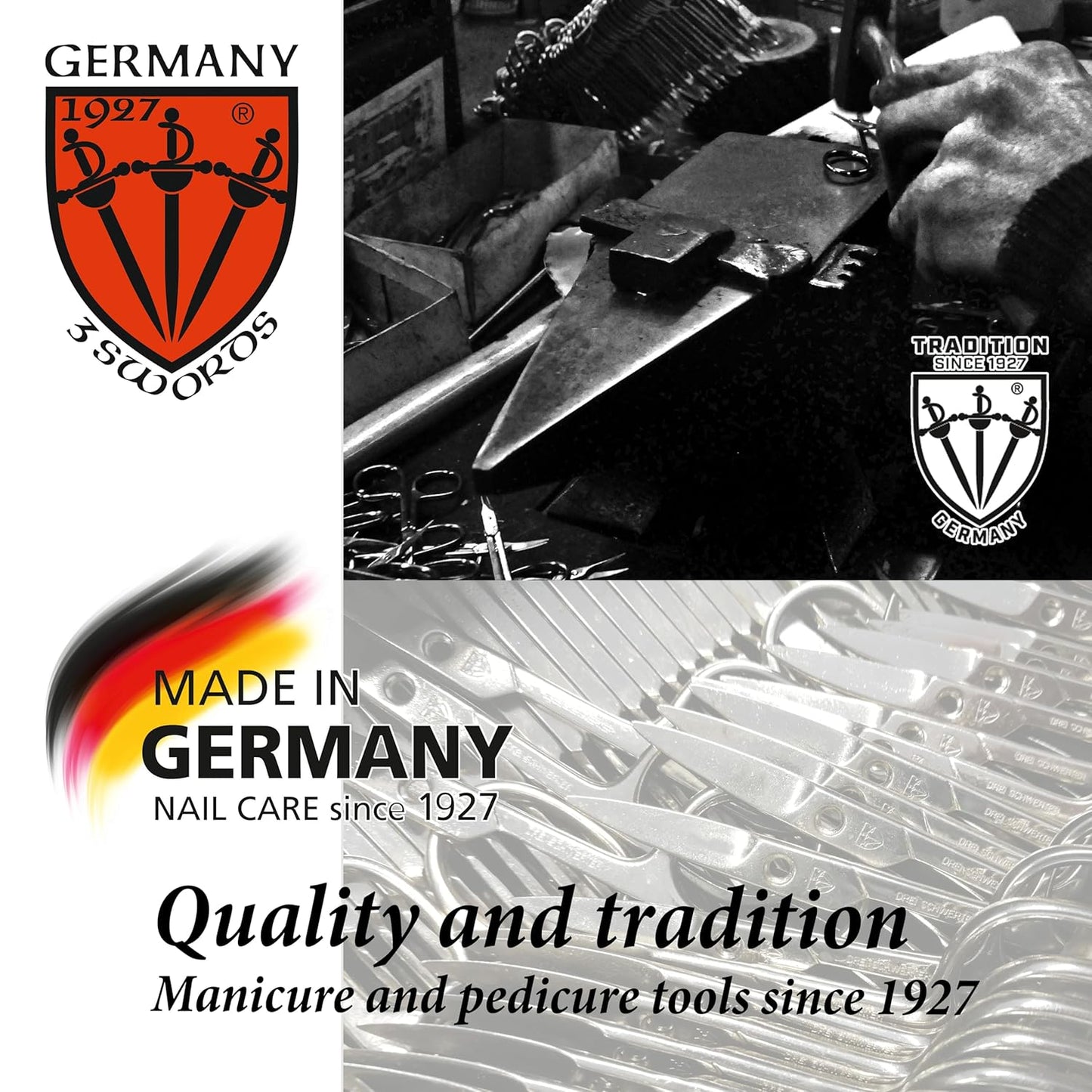 3 Swords Germany - brand quality 16 piece manicure pedicure grooming kit set for professional finger & toe nail care scissors clipper synthetic leather case in gift box, Made in Germany