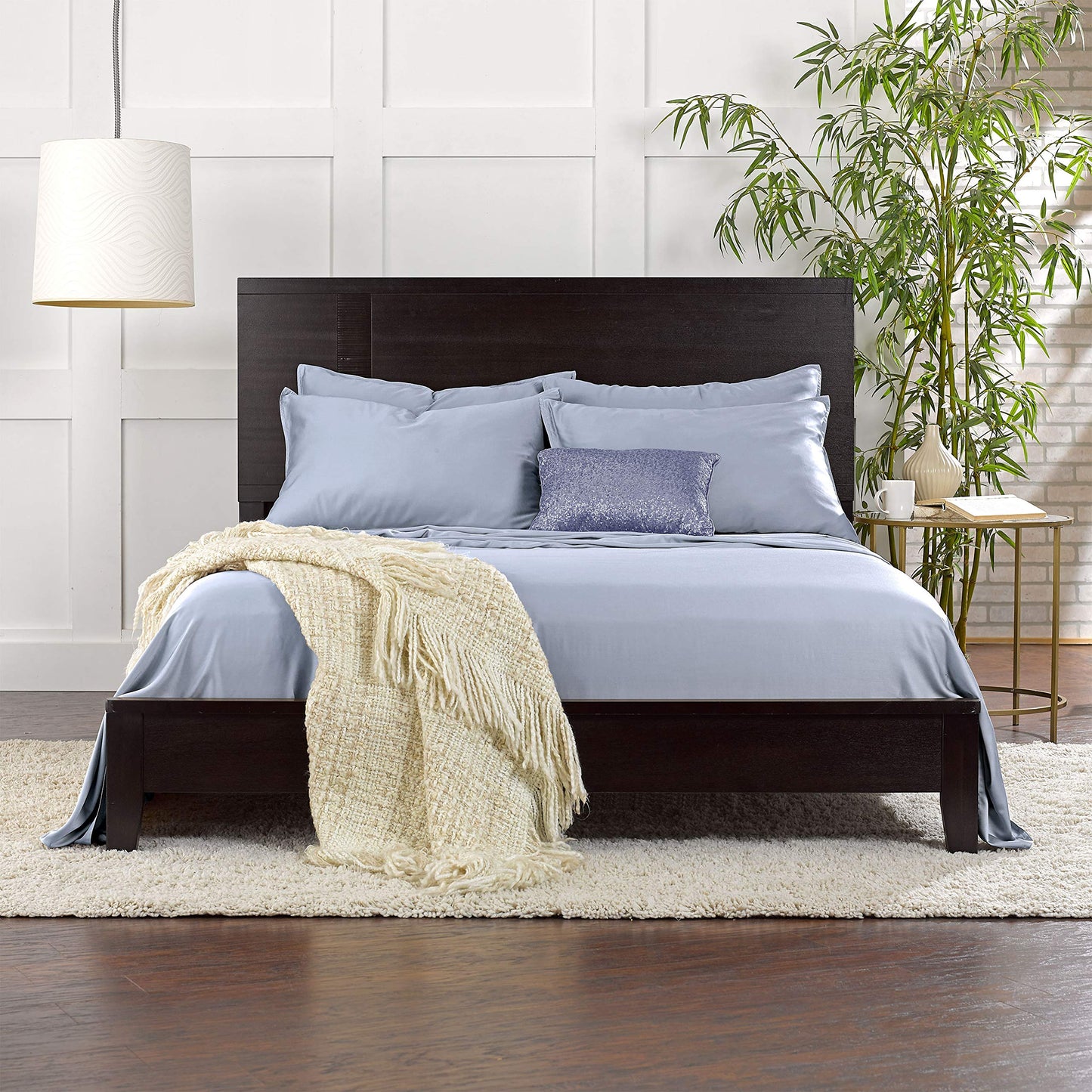 King Sheets by Pure Bamboo, Genuine 100% Organic Viscose Derived from Bamboo Bed Sheet Set, Luxuriously Soft & Cooling, Double Stitching, Lifetime Quality Promise (King, Sterling Blue)